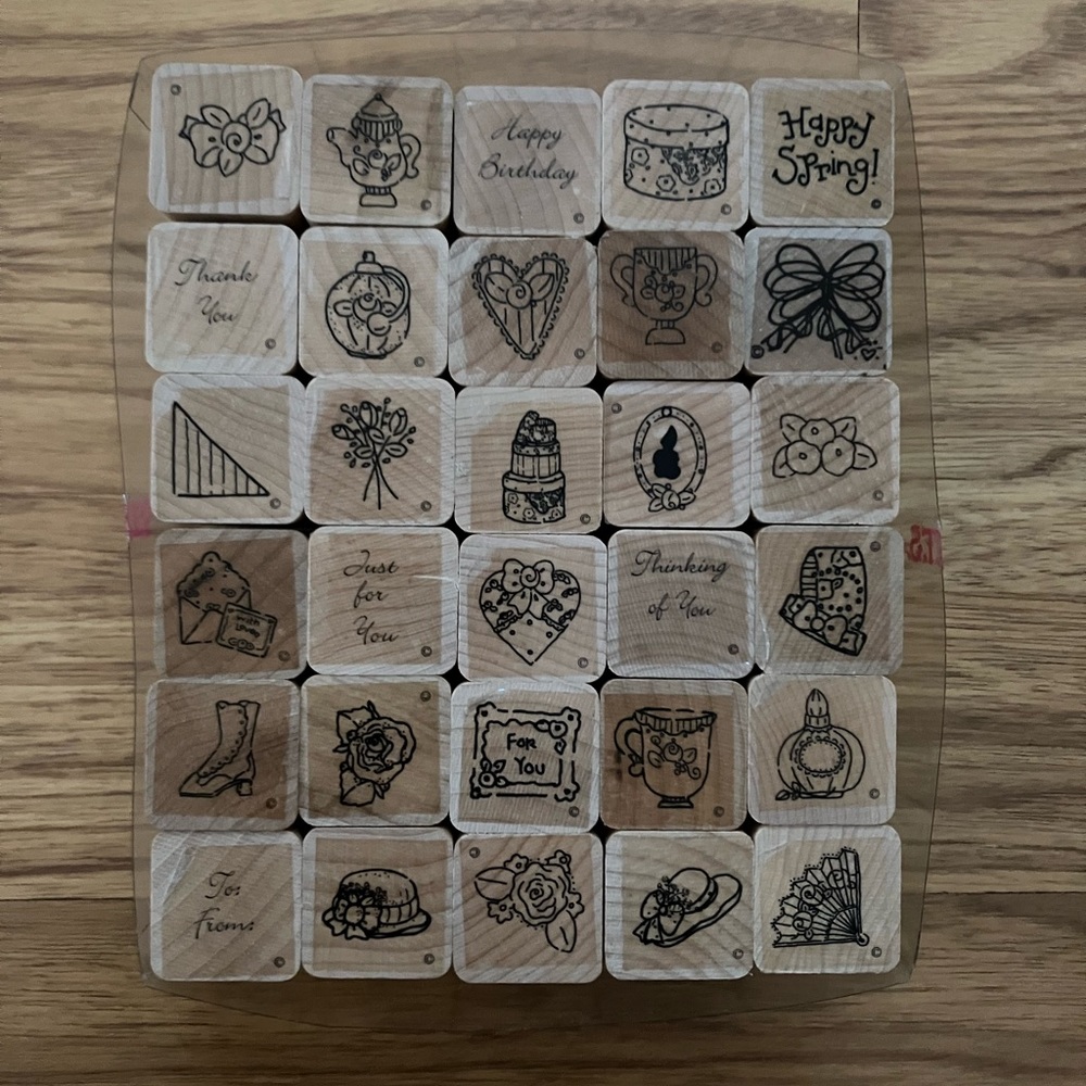 CTMH D.O.T.S. Wooden Rubber Victorian Stamp Set of 30